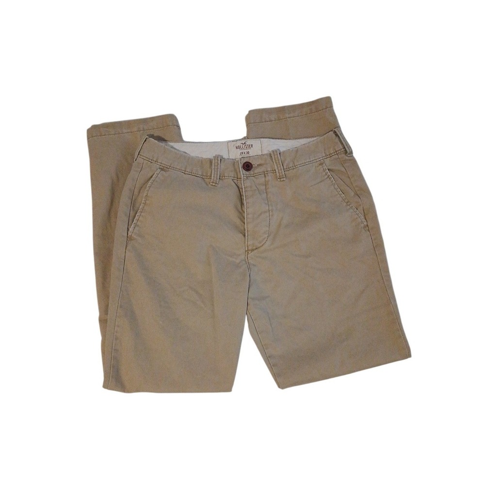 Hollister Pants Mens 29x30 Straight Button Fly Chino Cotton Khaki Tan